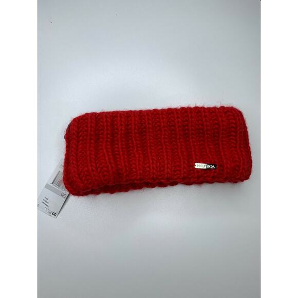NWT Nautica Headband Ear Warmers Red Knit Fleece One Size - Picture 1 of 3